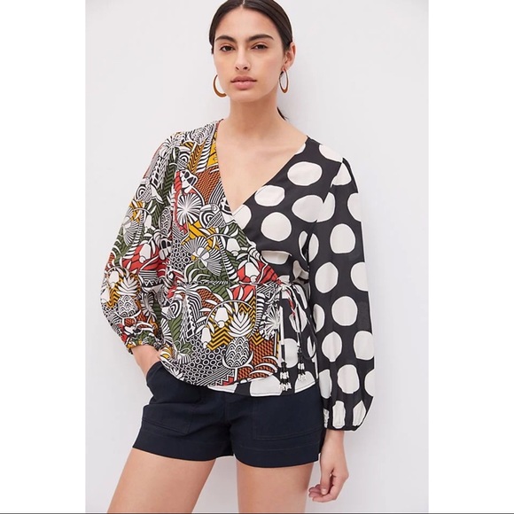 Anthropologie Farm Rio Rainforest Wrap Blouse S - Picture 3 of 16